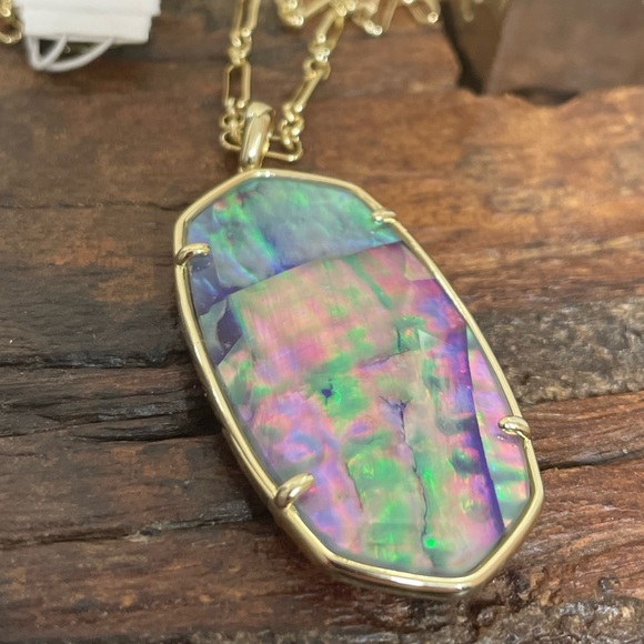 NWT Faceted Reid Gold Long Pendant Necklace in Lilac Abalone! - Picture 2 of 6